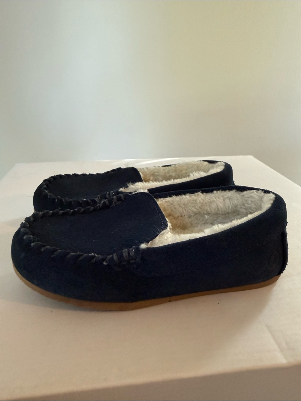 Lands End Navy Slippers Size 12 New #Lux-K-SH
